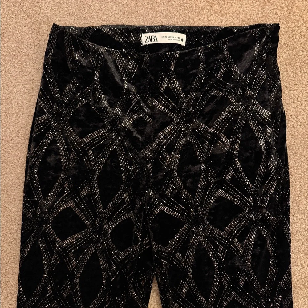 Zara Black Velvet Flare Pants - Picture 5 of 7